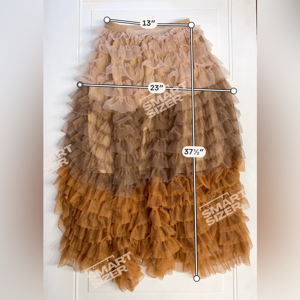 Charmant Ciel Women’s Sz S Brown Tiered Multicolor Brown Tule Maxi Skirt - Picture 4 of 4